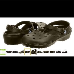 Size 7 Crocs Karin Clog Slip on Mary Jane Sandal Great Condition Espresso Color